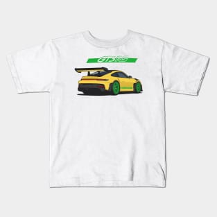 Rear car 911 gt3 rs yellow green Kids T-Shirt